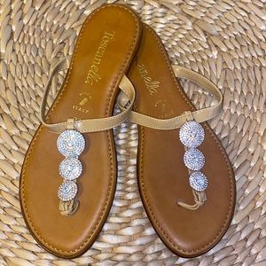 Rhinestone Embellished Thong Sandals
